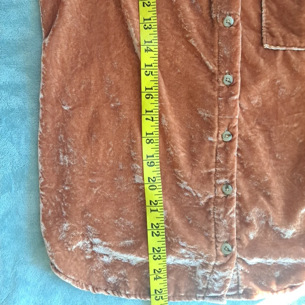 Anthropologie Pilcro Women's Crushed Velvet Blouse Button Up Burnt Orange XS - Picture 10 of 10